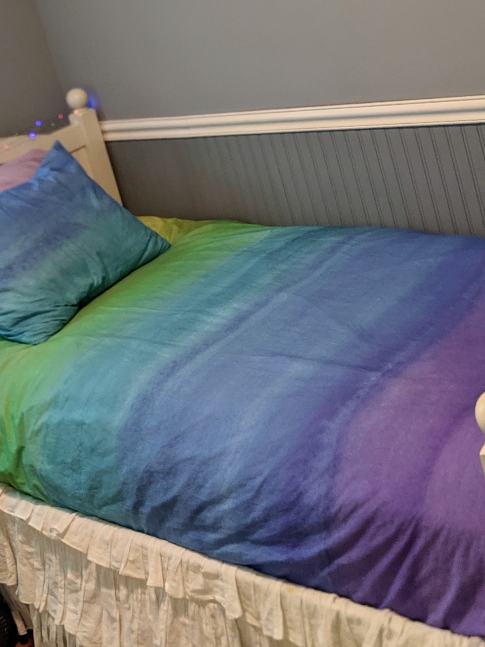Pottery Barn Teen Ombre Rainbow Duvet Cover in Green, Blue & Purple